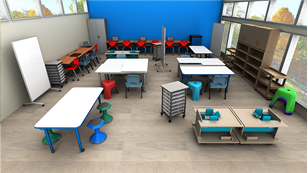 Elementary Classroom with  Motor Accommodations Tables - Overall Image